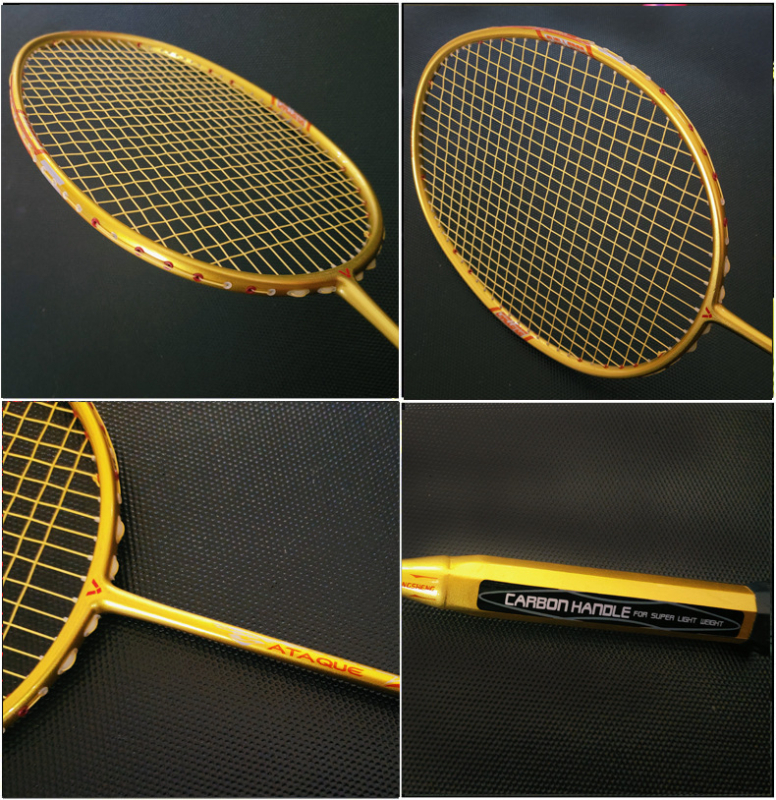 Jednokomorna raketa od karbon vlakana za badminton, duljina 675 mm, drška G5, direktni udar, čvrsti okvir, za amatere