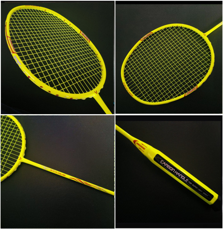 Jednokomorna raketa od karbon vlakana za badminton, duljina 675 mm, drška G5, direktni udar, čvrsti okvir, za amatere