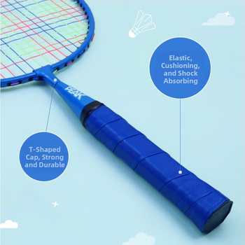 Peak Bērnu ultra viegls badminton komplekts – divas raketes, rāmis no dzelzs sakausējuma, svars 95–100 g, roktura G5