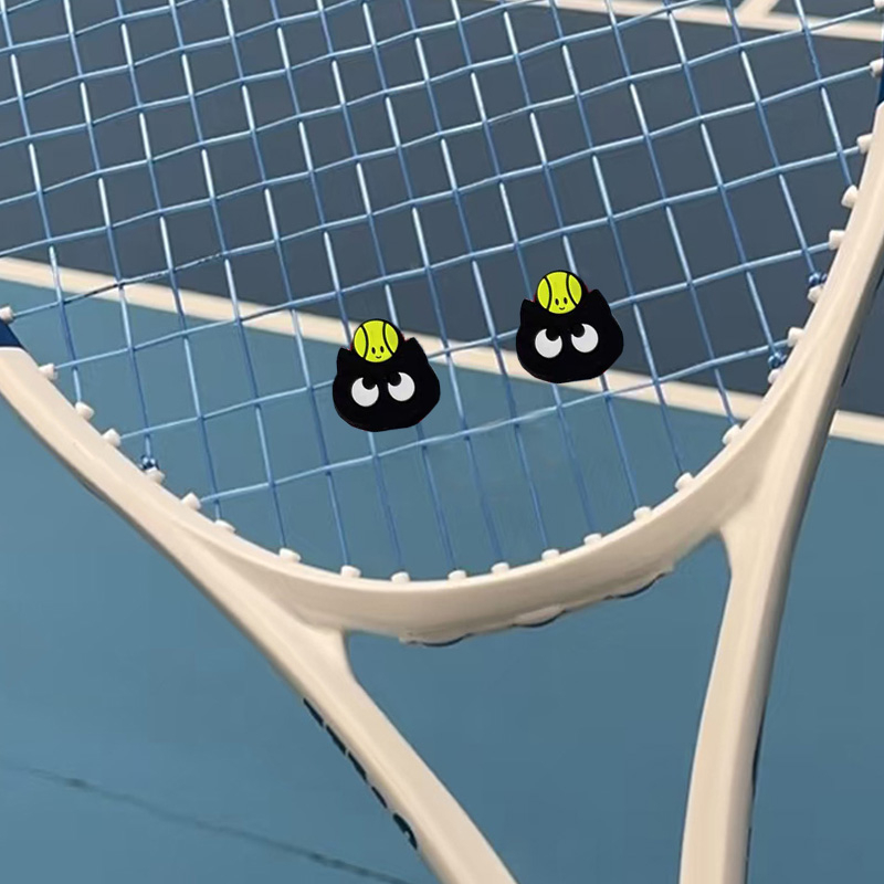Silicone teniso raketės šoko slopintuvas, dvipusis įrengimas, katės motyvas, stabilizatoriaus sagtis