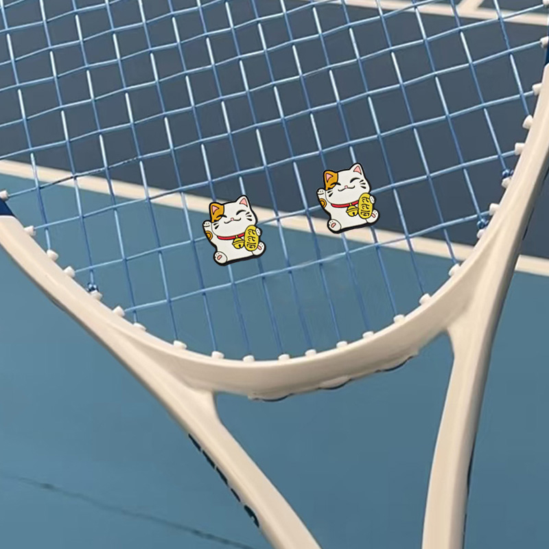 Silicone teniso raketės šoko slopintuvas, dvipusis įrengimas, katės motyvas, stabilizatoriaus sagtis