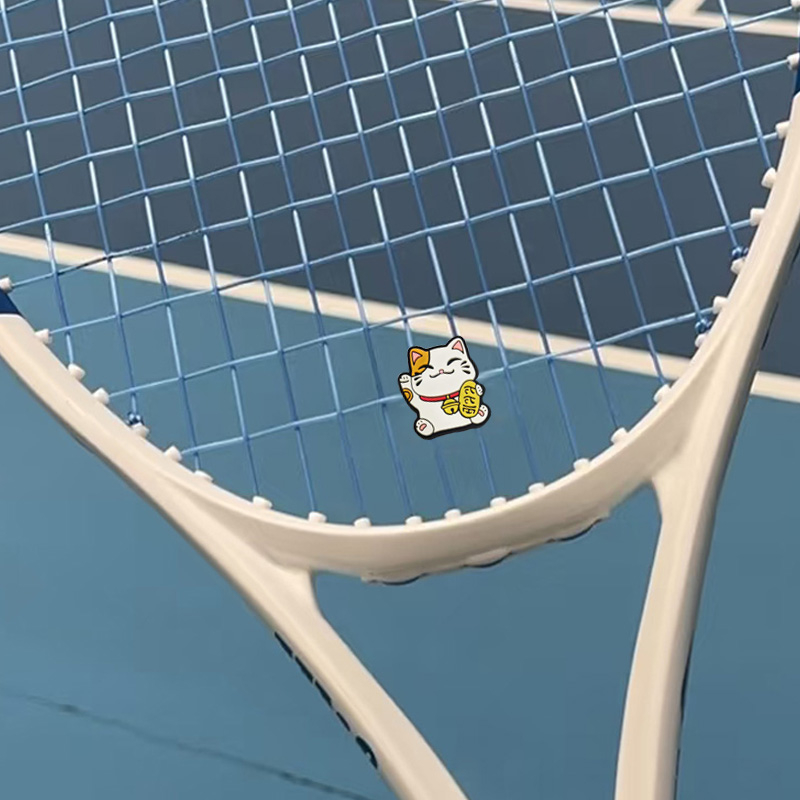 Silicone teniso raketės šoko slopintuvas, dvipusis įrengimas, katės motyvas, stabilizatoriaus sagtis