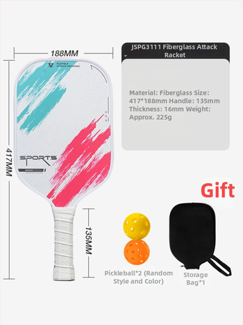 Reket pickleball od staklenih vlakana, jezgro s ćelijastom PP strukturom, trening set s jednom reketa