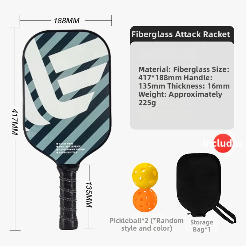 Reket pickleball od staklenih vlakana, jezgro s ćelijastom PP strukturom, trening set s jednom reketa