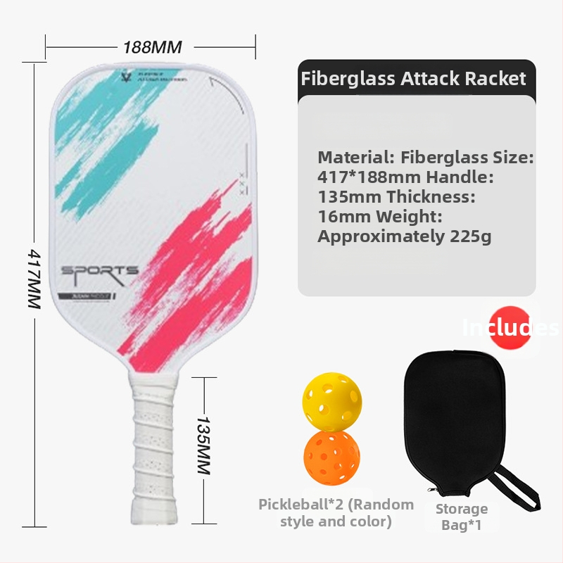 Reket pickleball od staklenih vlakana, jezgro s ćelijastom PP strukturom, trening set s jednom reketa