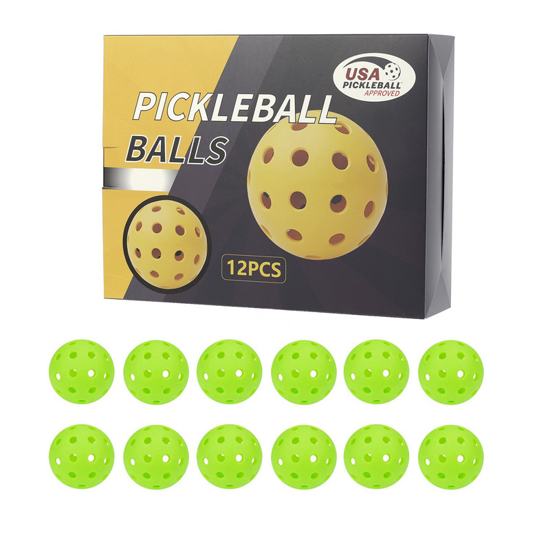 Perforēta pickleball bumba – 26/40 atveres, PE materiāls, svars 330 g, iespēja ar logotipu, zīmols Lingrui style