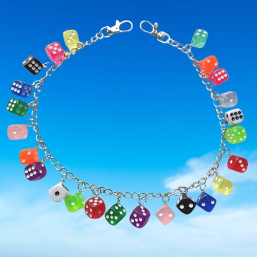 Vidukļa ķēde ar kubveida formu, metāls, spīdīga virsma, hip-hop stils, universāls