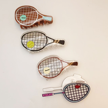 Akril hajcsat teniszütő-stílusban, kézzel készített, nőknek