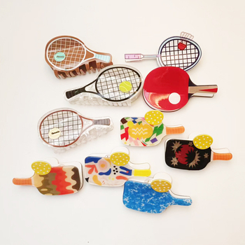 Akril hajcsat teniszütő-stílusban, kézzel készített, nőknek