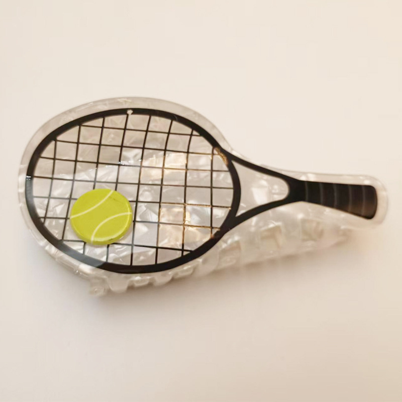 Akril hajcsat teniszütő-stílusban, kézzel készített, nőknek