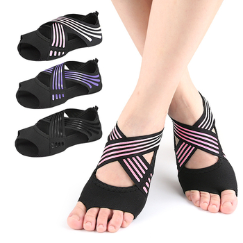 Iekštelpu fitnesa kurpes jogai ar piecu pirkstu un atvērtu pirkstu dizainu, pretslīdēšanas gumijas zole, zems augšējais apvalks, augšdaļa: sintētiskā āda