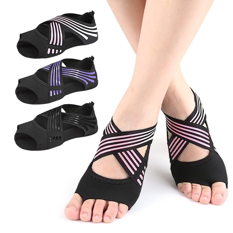 Iekštelpu fitnesa kurpes jogai ar piecu pirkstu un atvērtu pirkstu dizainu, pretslīdēšanas gumijas zole, zems augšējais apvalks, augšdaļa: sintētiskā āda