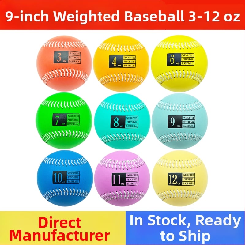 Težak trening baseball lopta – imitacijska koža, težina 3–12 oz, jezgro od korka s vlaknima vune, prilagodljiv logotip