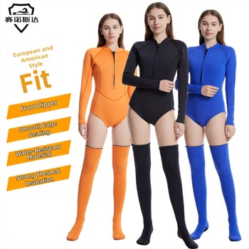 Moterų nardymo kombinezonas SCR neopreno nailono kationas, šiltas, 3 sezonos, skirta nardymui