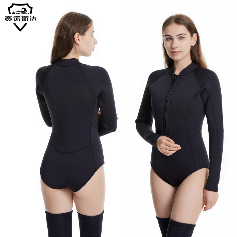 Moterų nardymo kombinezonas SCR neopreno nailono kationas, šiltas, 3 sezonos, skirta nardymui