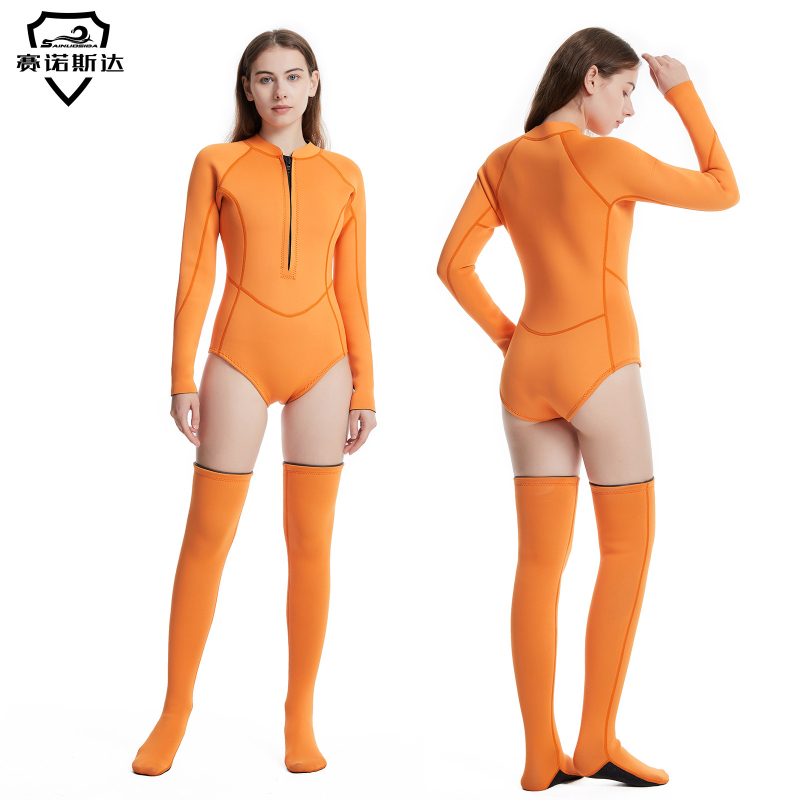 Moterų nardymo kombinezonas SCR neopreno nailono kationas, šiltas, 3 sezonos, skirta nardymui