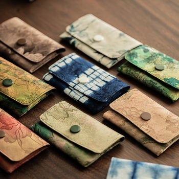 Ženski držač kartica u poliesteru, retro stil s pejzažnim uzorkom i više pretinaca za kartice