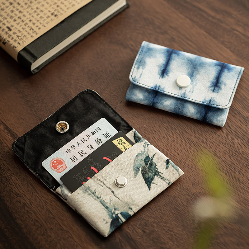 Ženski držač kartica u poliesteru, retro stil s pejzažnim uzorkom i više pretinaca za kartice