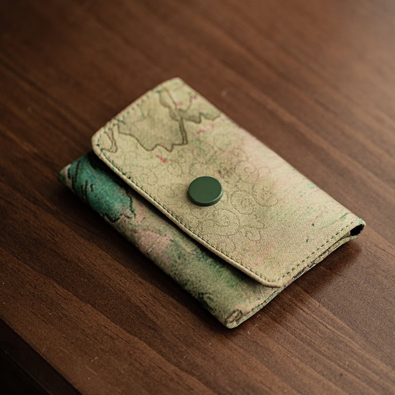 Ženski držač kartica u poliesteru, retro stil s pejzažnim uzorkom i više pretinaca za kartice
