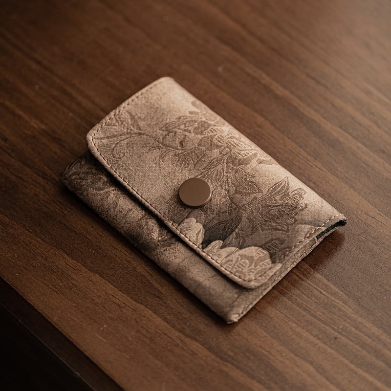 Ženski držač kartica u poliesteru, retro stil s pejzažnim uzorkom i više pretinaca za kartice