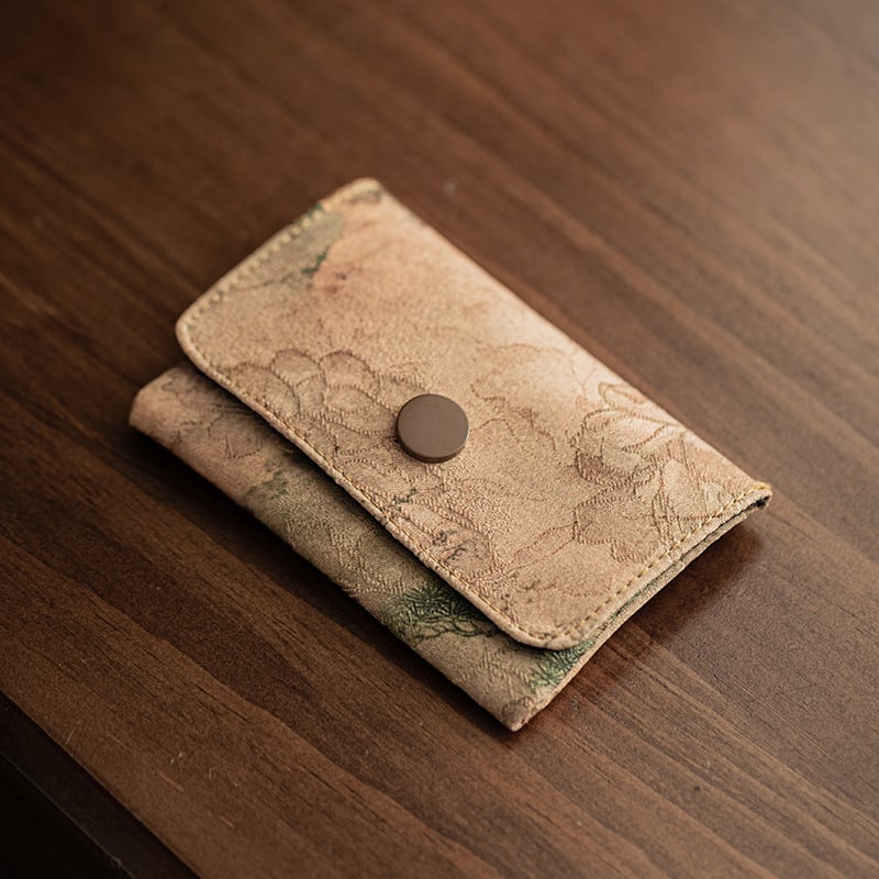 Ženski držač kartica u poliesteru, retro stil s pejzažnim uzorkom i više pretinaca za kartice