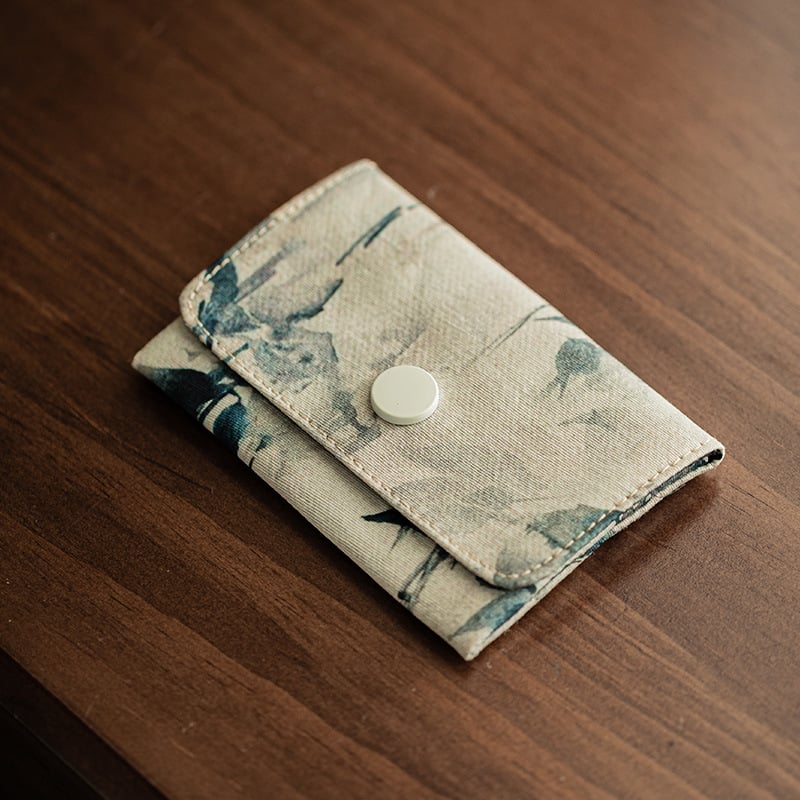 Ženski držač kartica u poliesteru, retro stil s pejzažnim uzorkom i više pretinaca za kartice