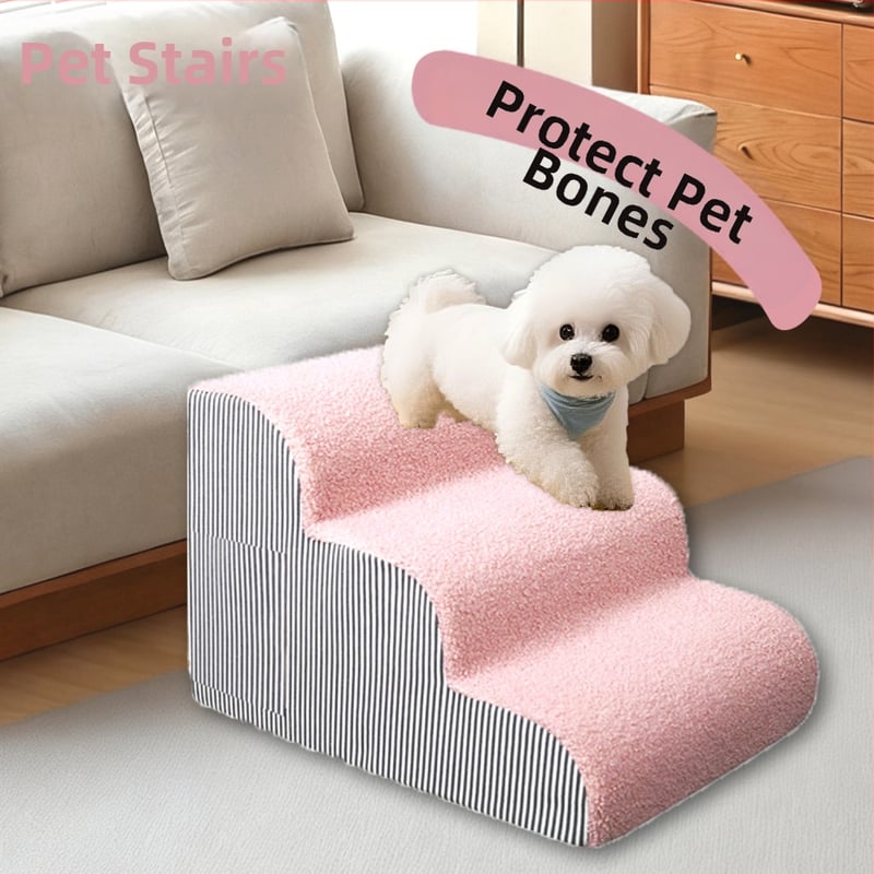 Suņu kāpnes gultai – velūrs, noņemamas un mazgājamas, mājdzīvnieku rampai