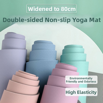 Joga paklājs no TPE, 6 mm biezums, neslīdošs, kluss un šokam absorbējošs, pielāgojams, ar asanas vadlīniju līnijām.