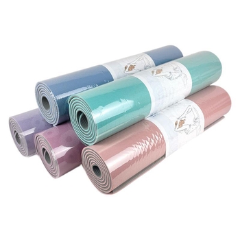 Joga paklājs no TPE, 6 mm biezums, neslīdošs, kluss un šokam absorbējošs, pielāgojams, ar asanas vadlīniju līnijām.