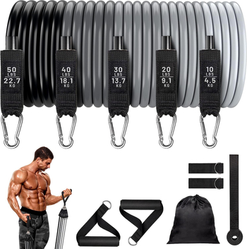 Asahi Ken vilces virve – TPE fitnesa pretestības virve, 150 lb spriegums, iepakojums 30 gab., pieaugušajiem