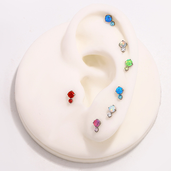 Naušnice od titanijske legure G23, Nebula Opal Aurora, geometrijski oblik, polirane, visoke klase