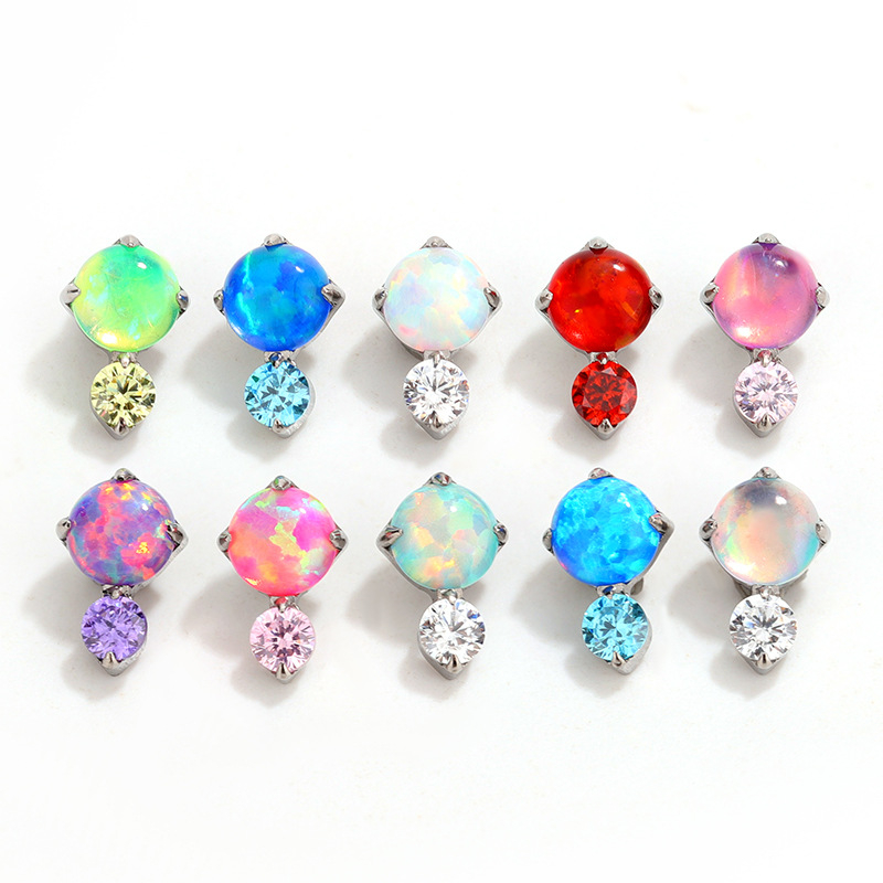 Naušnice od titanijske legure G23, Nebula Opal Aurora, geometrijski oblik, polirane, visoke klase