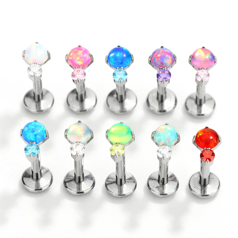 Naušnice od titanijske legure G23, Nebula Opal Aurora, geometrijski oblik, polirane, visoke klase