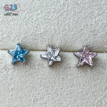 Piercing z titánovej zliatiny hviezdičkový tvar s cirkónom, vonkajší závit, G23, unisex, prispôsobiteľné, séria Princezná