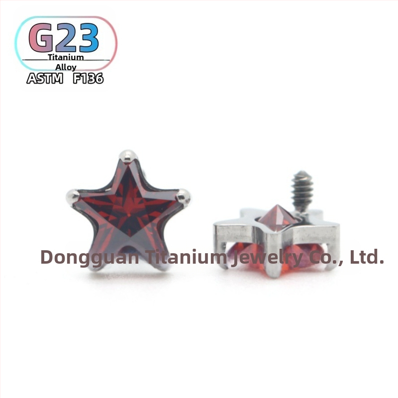 Piercing z titánovej zliatiny hviezdičkový tvar s cirkónom, vonkajší závit, G23, unisex, prispôsobiteľné, séria Princezná