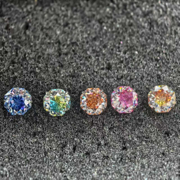 Naušnice od F136 titanijskog legura | Ružičasto rezanje u geometrijskom obliku s cirkonom | Ušni vijak od titana | Vilinski stil | Unisex