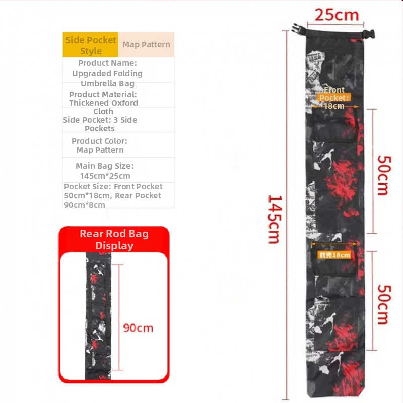 Plecu soma makšķerēšanas nūjai un lietussargam, PVC materiāls, saliekama un pārnēsājama