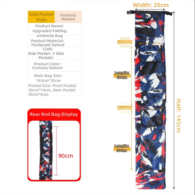 Plecu soma makšķerēšanas nūjai un lietussargam, PVC materiāls, saliekama un pārnēsājama