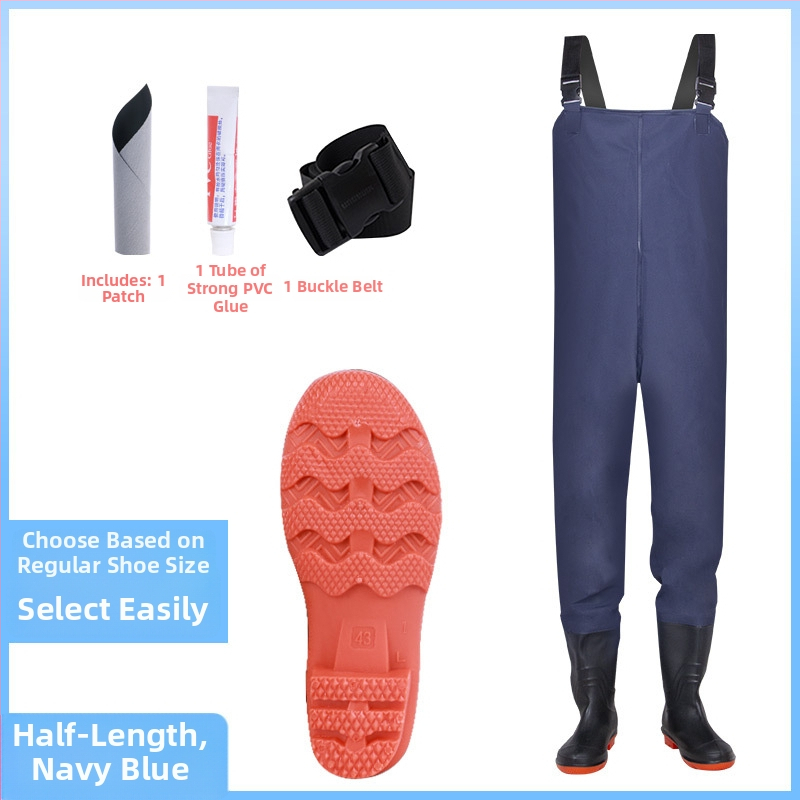 Unisex vandeniui atsparus žvejybos kombinezonos su lietaus kelnėmis ir vandens bateliais — atsparus dilimui, anti‑statinis, atsparus rūgštims ir šarmams, PVC audinys