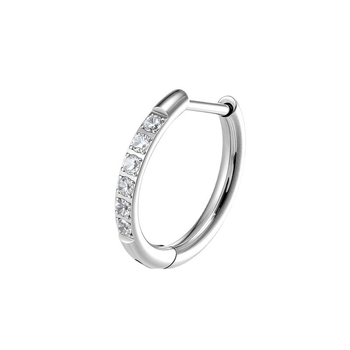 Халки от титаниева сплав, кръгли, обсипани с бели циркони, диамантено настилане