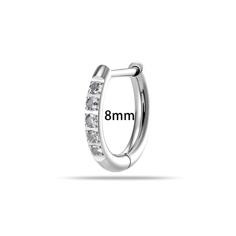 Халки от титаниева сплав, кръгли, обсипани с бели циркони, диамантено настилане