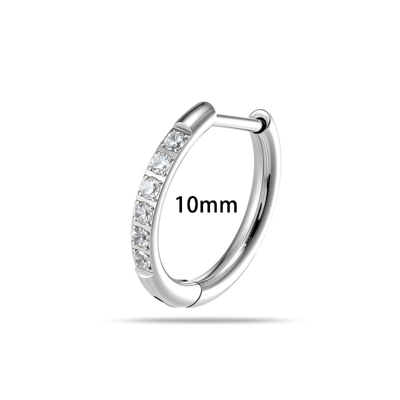 Халки от титаниева сплав, кръгли, обсипани с бели циркони, диамантено настилане