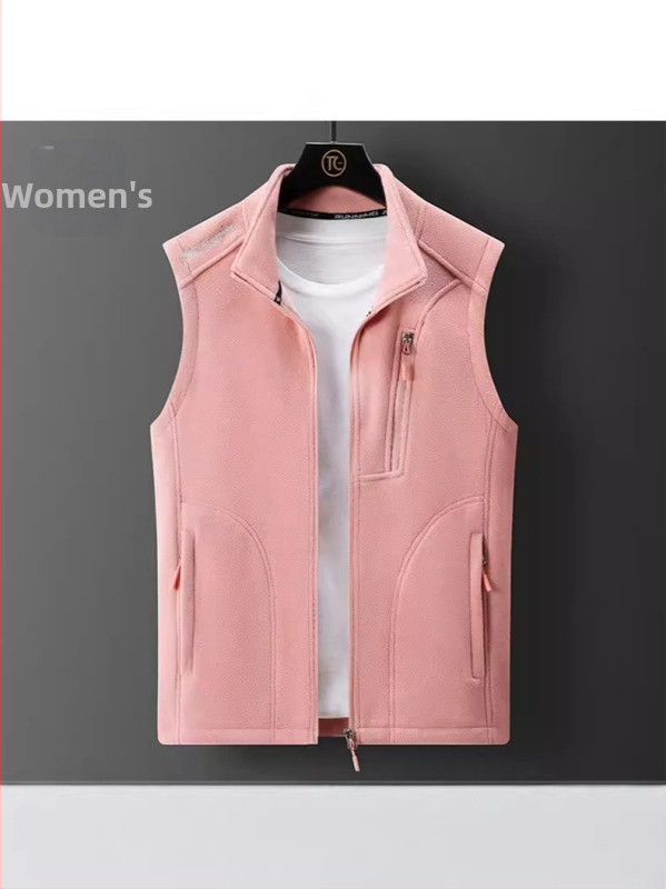 Flis veste s polarnim flisom, baršunasta podstava, stojeći ovratnik, zatvarač sprijed, slobodan kroj