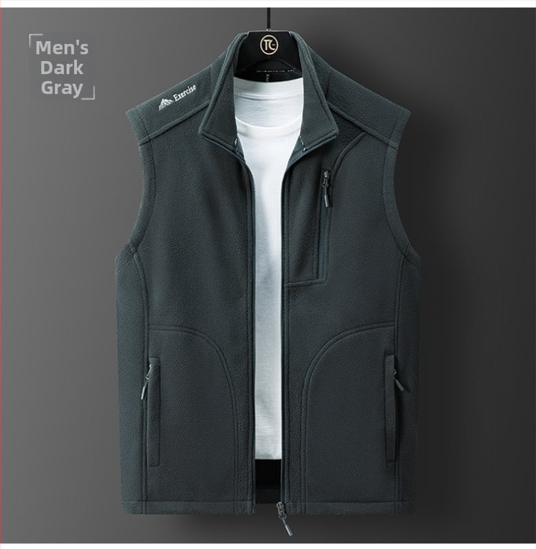 Flis veste s polarnim flisom, baršunasta podstava, stojeći ovratnik, zatvarač sprijed, slobodan kroj