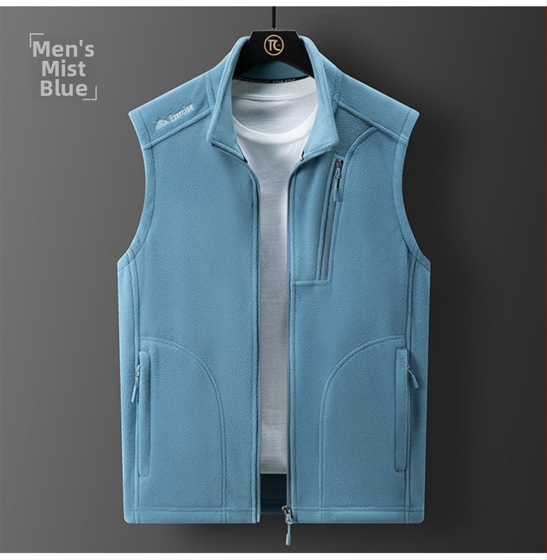 Flis veste s polarnim flisom, baršunasta podstava, stojeći ovratnik, zatvarač sprijed, slobodan kroj