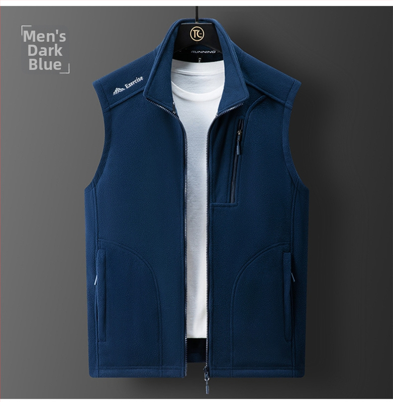 Flis veste s polarnim flisom, baršunasta podstava, stojeći ovratnik, zatvarač sprijed, slobodan kroj