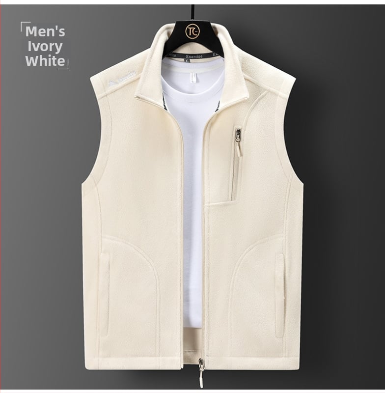 Flis veste s polarnim flisom, baršunasta podstava, stojeći ovratnik, zatvarač sprijed, slobodan kroj