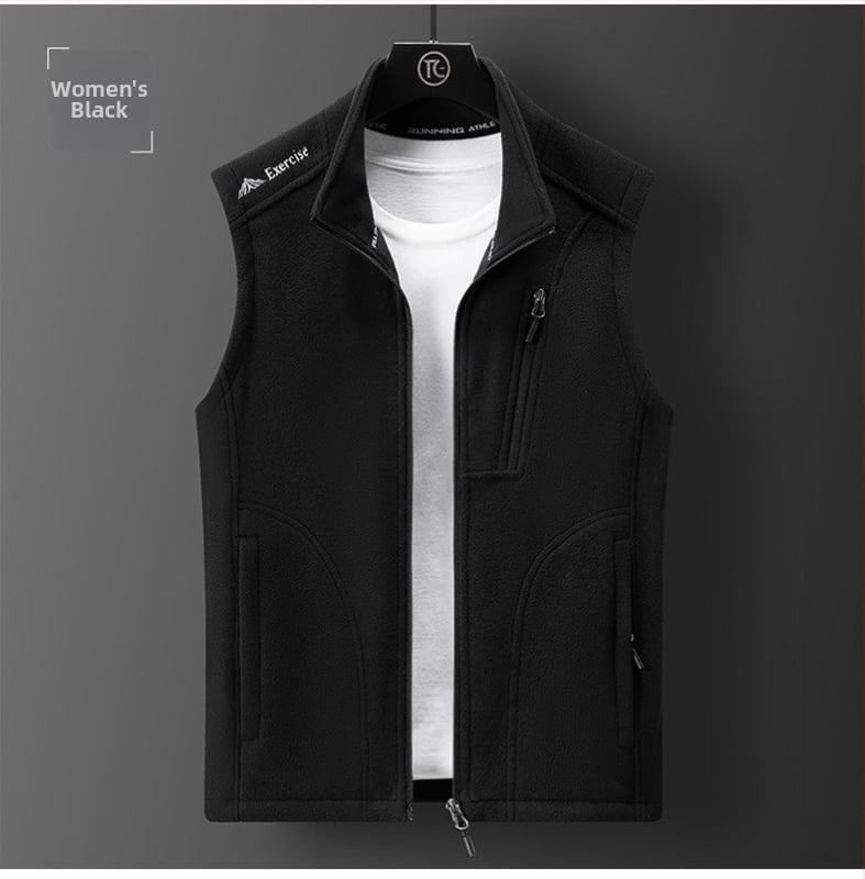 Flis veste s polarnim flisom, baršunasta podstava, stojeći ovratnik, zatvarač sprijed, slobodan kroj