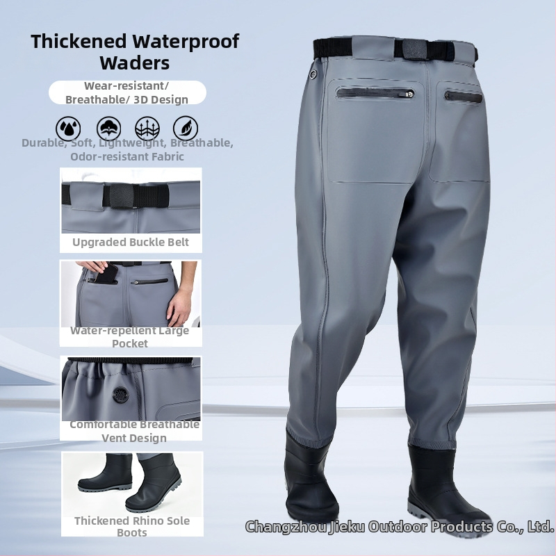 Žvejybos vandeni kombinezonos su liemens ilgio batų – lengvas, UV apsauga, vėjo atsparumas, dilimui atsparus, drėgmei atstumiantis audinys iš cheminių pluoštų vyriškiams