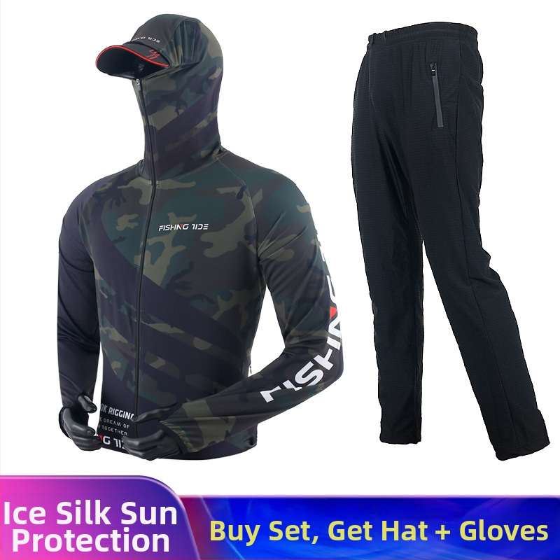 Unisex žvejybos drabužių komplektas su UV apsauga, ice silk audinys, greitai džiūstantis ir kvėpuojantis vasarai